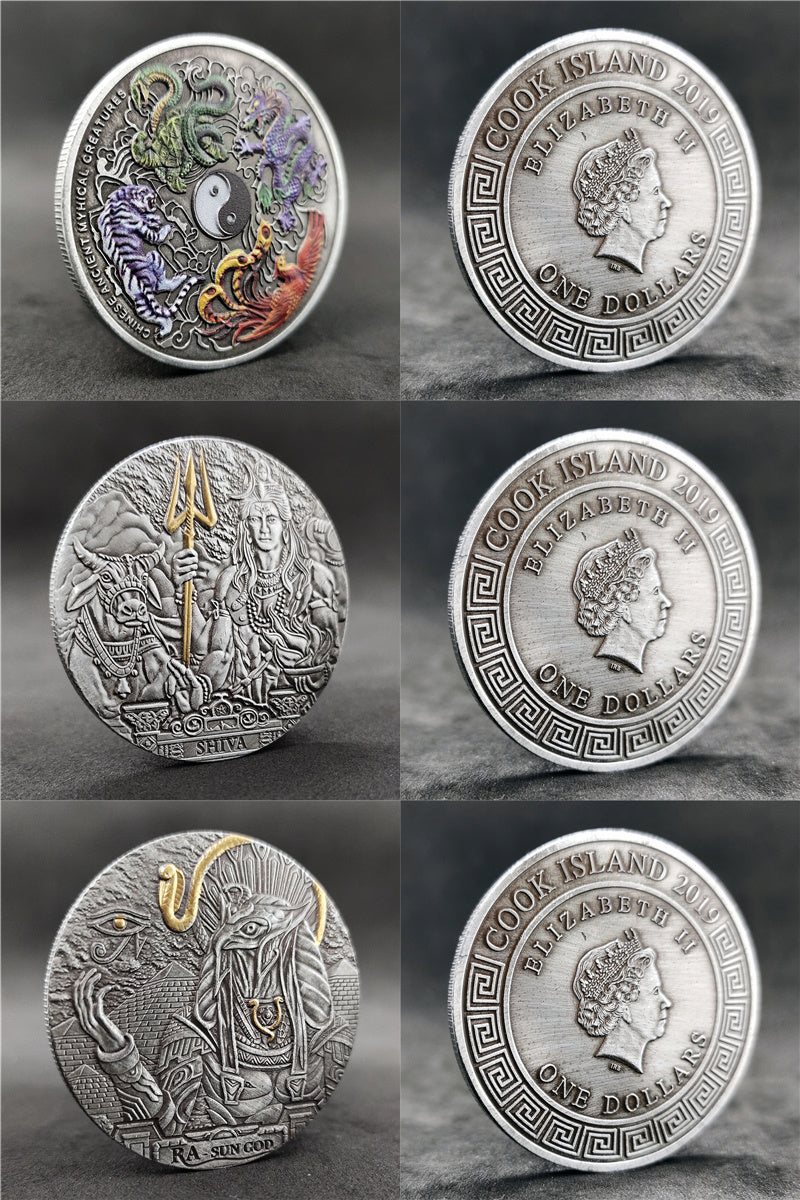 Egyptian Sun God Pharaoh Sea God Commemorative Coins
