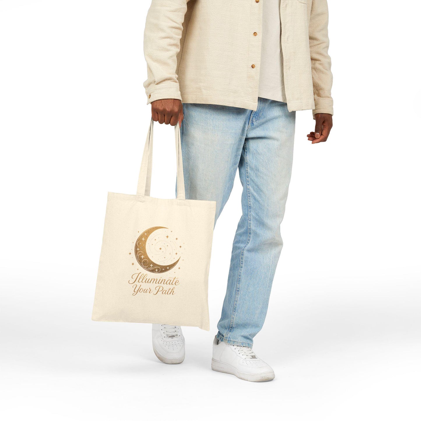 Cotton Canvas Tote Bag: Moon Design, Eco-Friendly Market Bag