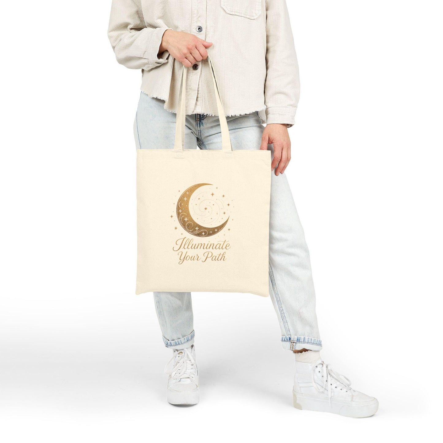 Cotton Canvas Tote Bag: Moon Design, Eco-Friendly Market Bag