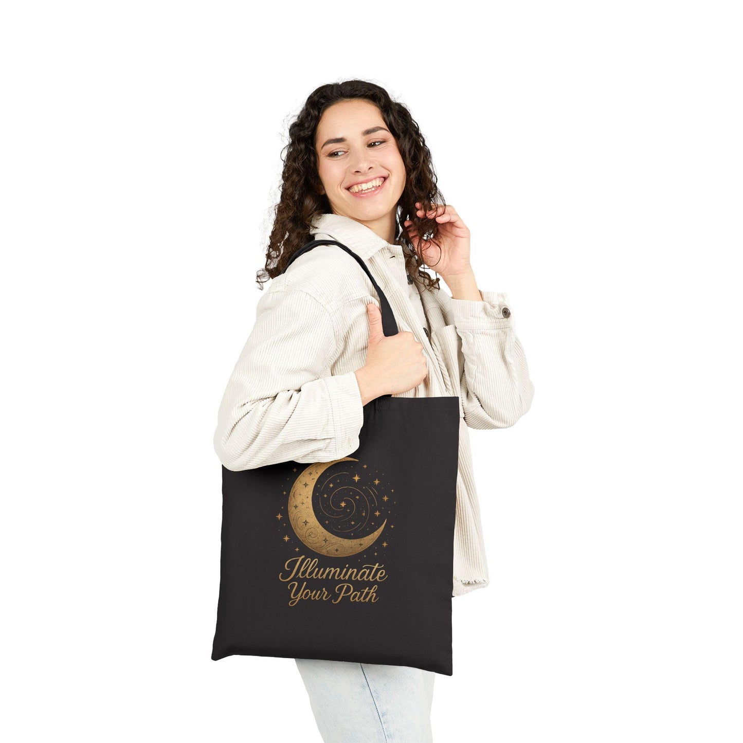 Cotton Canvas Tote Bag: Moon Design, Eco-Friendly Market Bag