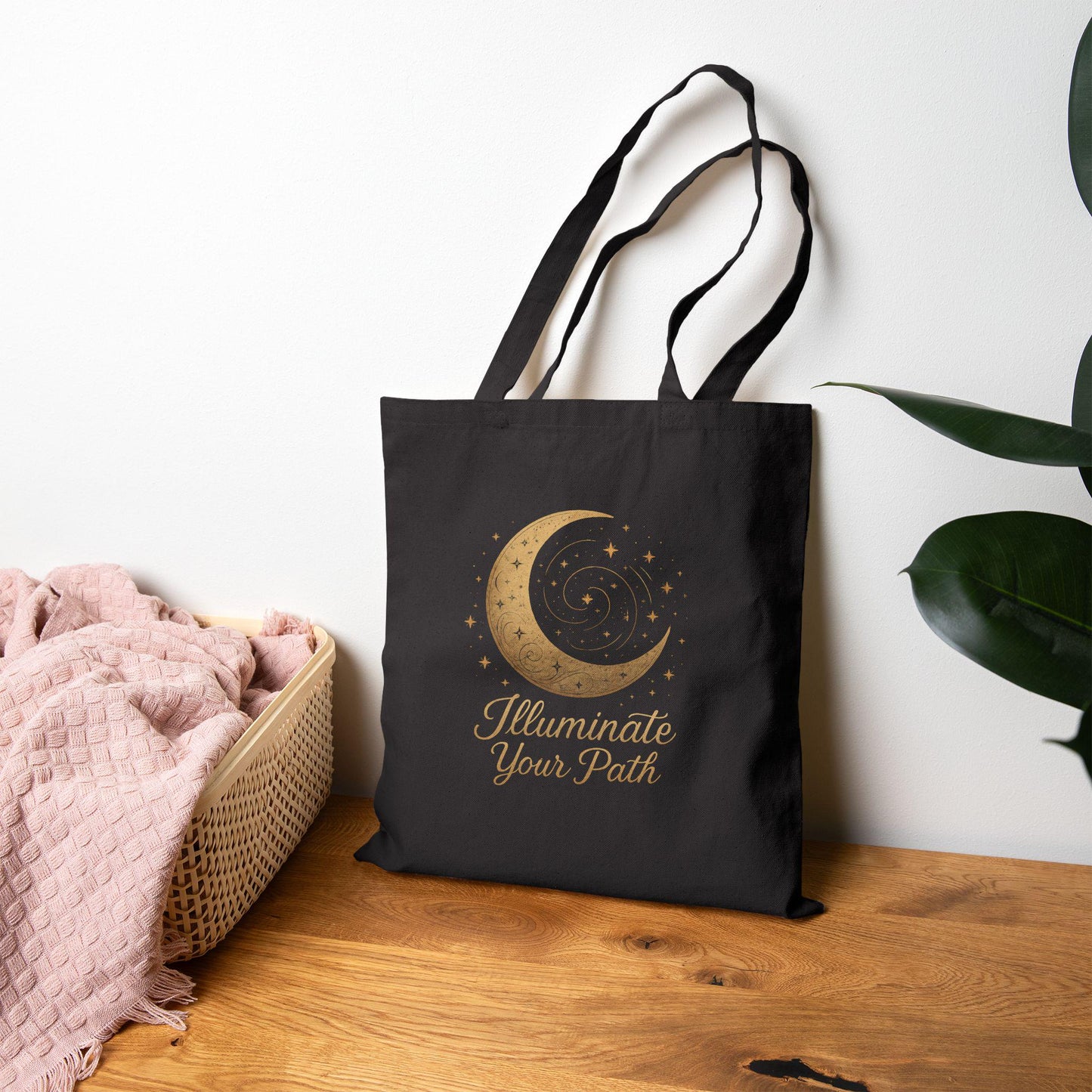 Cotton Canvas Tote Bag: Moon Design, Eco-Friendly Market Bag