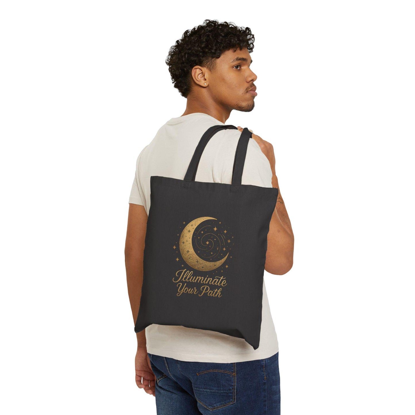 Cotton Canvas Tote Bag: Moon Design, Eco-Friendly Market Bag