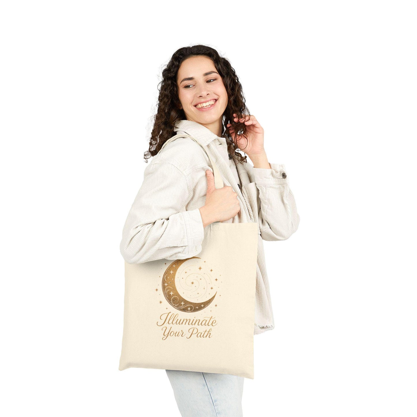 Cotton Canvas Tote Bag: Moon Design, Eco-Friendly Market Bag