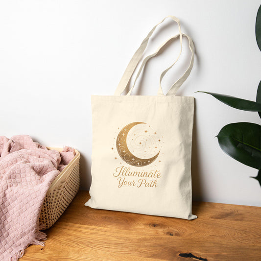 Cotton Canvas Tote Bag: Moon Design, Eco-Friendly Market Bag