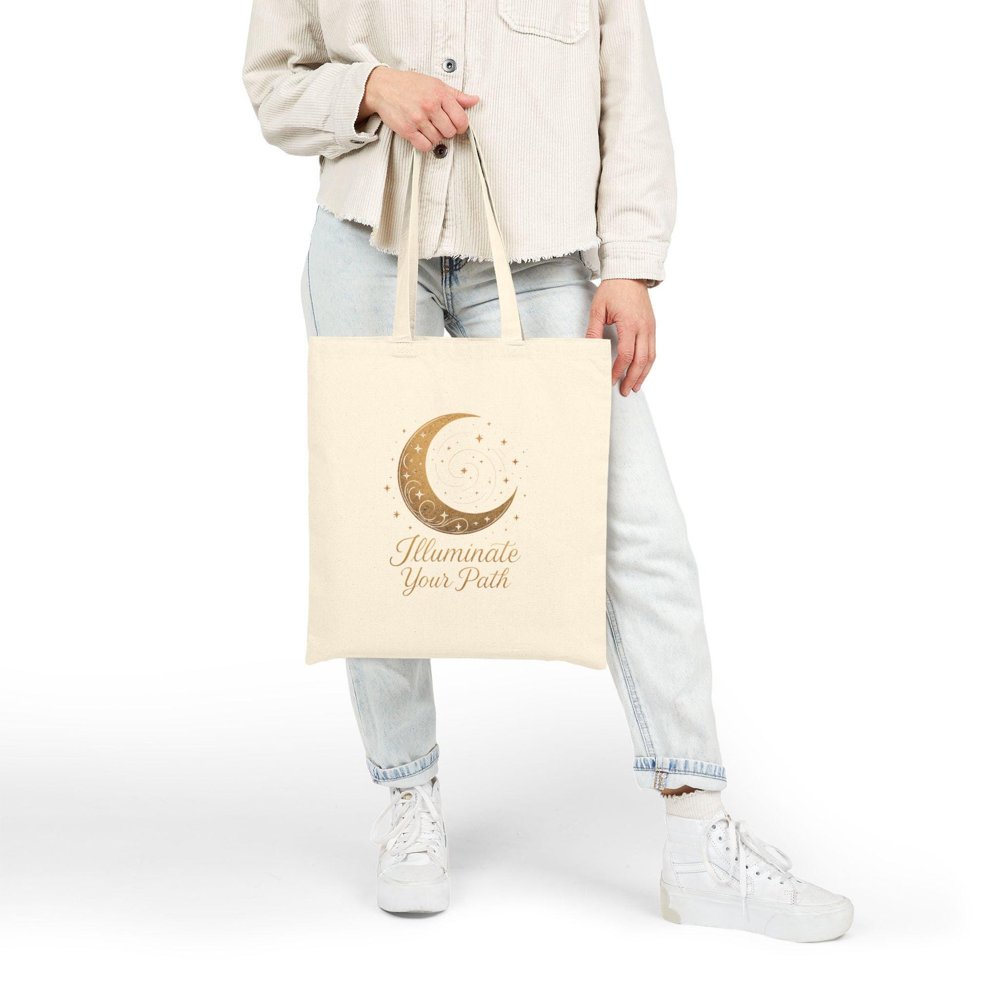 Cotton Canvas Tote Bag: Moon Design, Eco-Friendly Market Bag